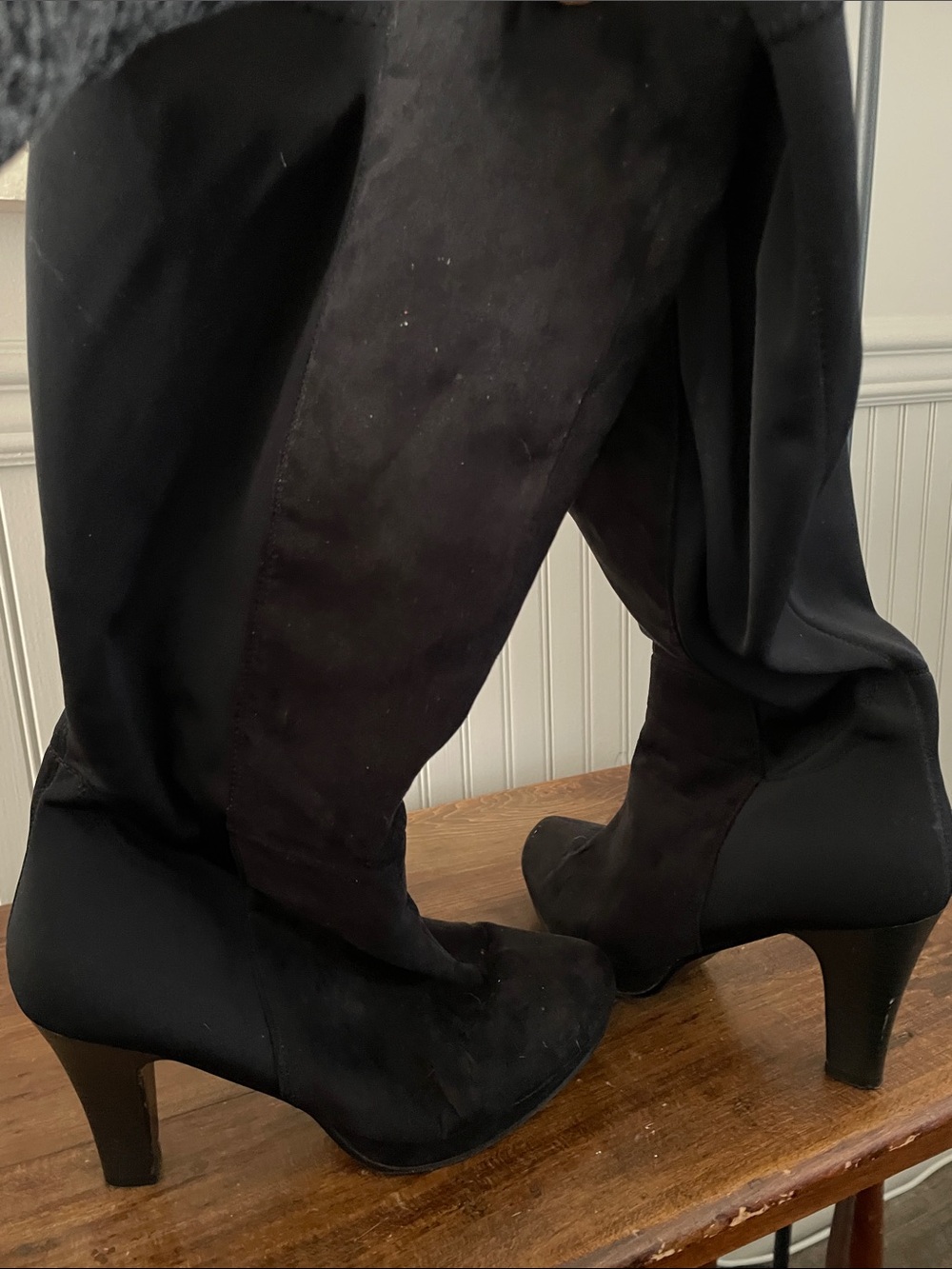 Sleek Black Knee high, Heeled Boots